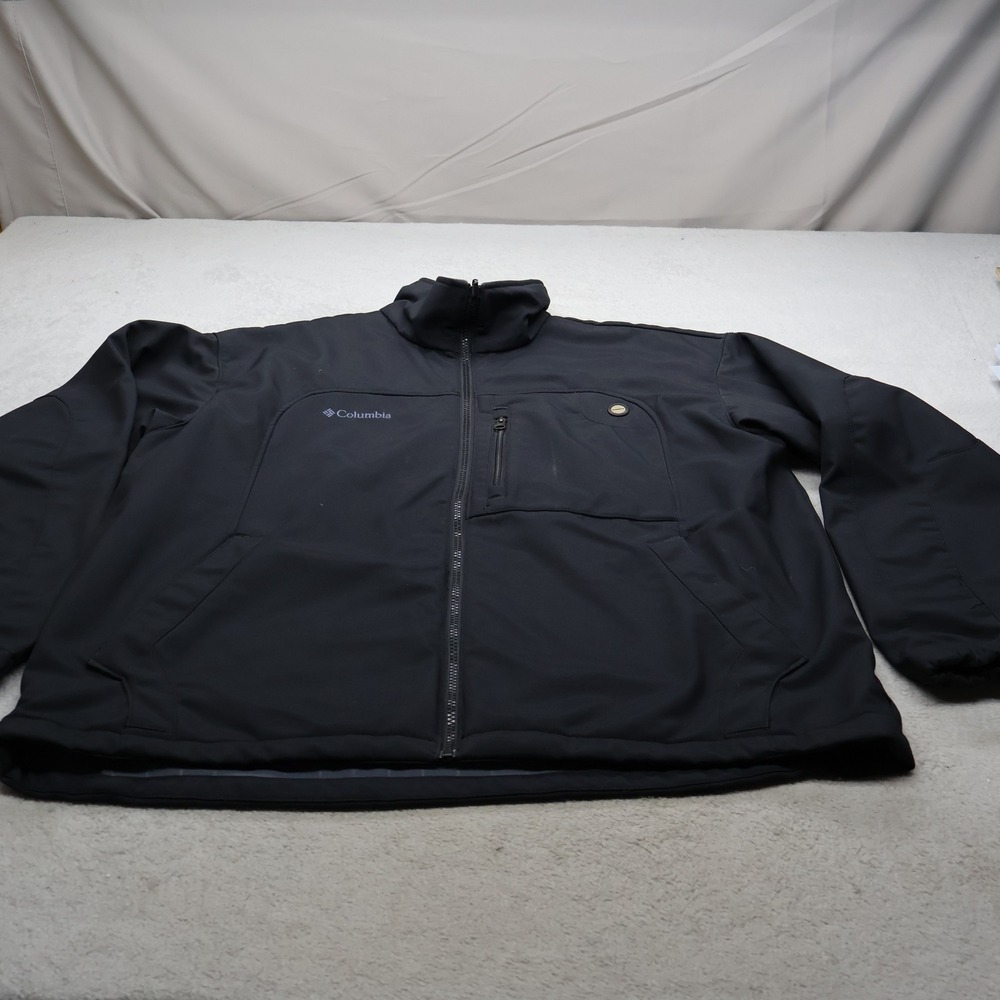 Columbia XCO Jacket Mens XL Black Softshell Wind Rain Full Zp Outdoor Hiking